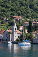 Fototapeta na wymiar Montenegro Bay of Kotor view of the yacht