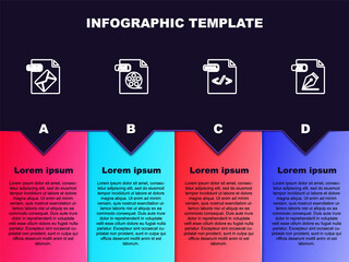 Set line MSG file document, AVI, HTML and AI. Business infographic template. Vector.