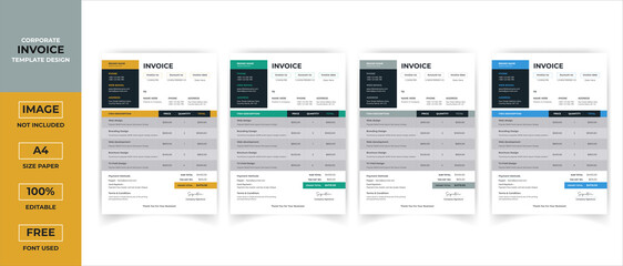 Minimal Creative Corporate Business invoice Template. Invoice For your Business Print ready Invoice Vector template Design