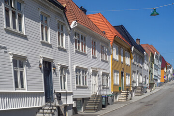 Rue typique de la vieille ville de Bergen, Norvège 