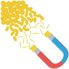 Money business success dollar magnet. Finance concept of attracting investments. Sales icon. Work motivation.