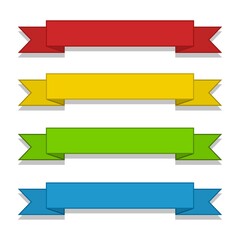 Set of colorful banner ribbons icon. Label, badge and borders collection. Simple design element of ribbon.