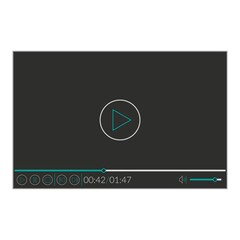 Video player template with play button for web and mobile apps in minimalistic design. Flat style.