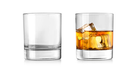 Empty and clean whiskey glass isolated