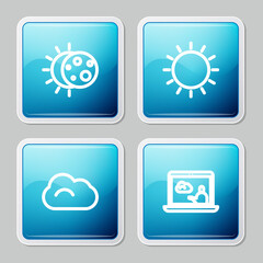 Set line Eclipse of the sun, Sun, Cloud and Weather forecast icon. Vector.