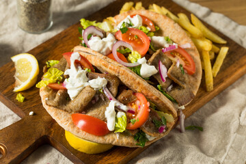 Homemade Greek Gyro Sandwich