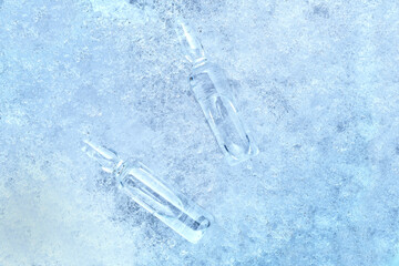 vaccine in glass transparent ampoules with a medical preparation for the treatment of covid viral...