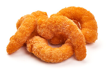 Shrimps in breadcrumbs, isolated on white background