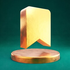 Bookmark icon. Fortuna Gold Bookmark symbol on golden podium.