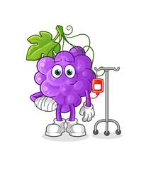 Grape sick in IV illustration. character vector