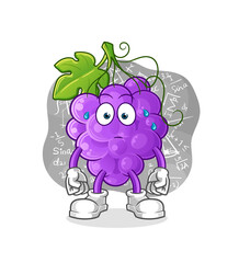 Grape thinking hard vector. cartoon character
