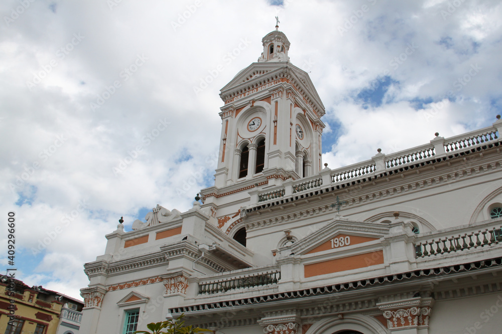 Wall mural the bell tower of the san francisco church in cuenca, ecuador