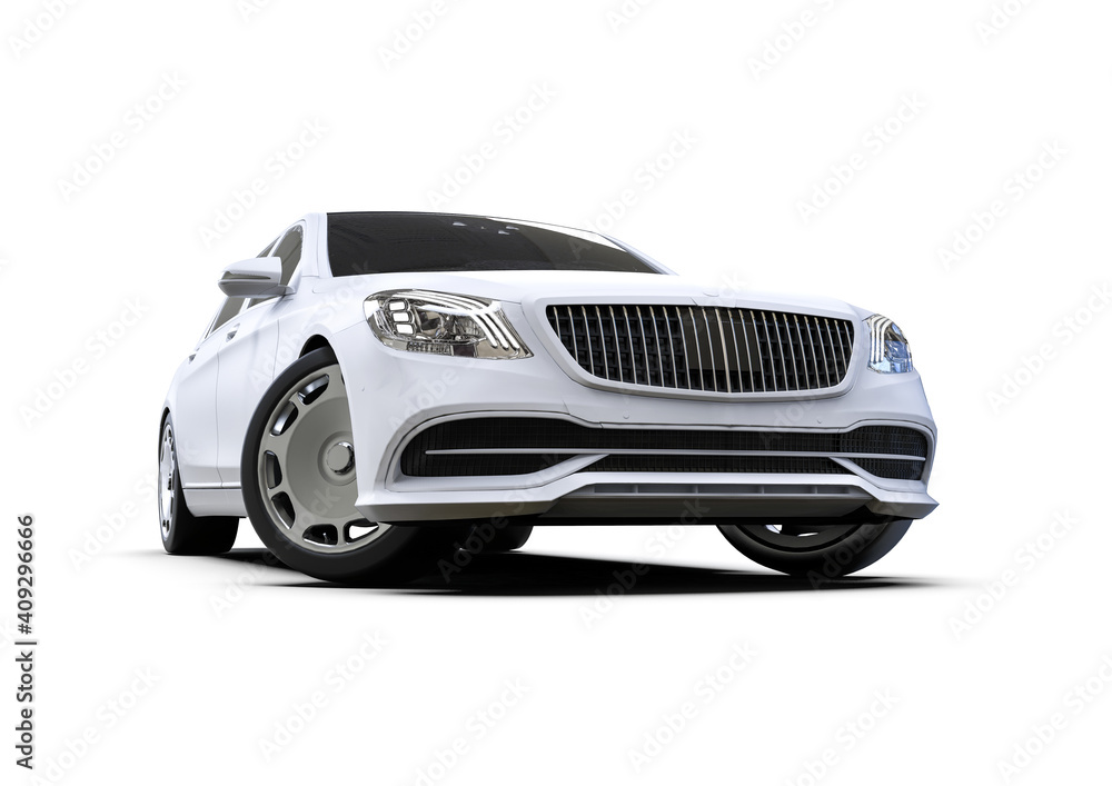 Aufkleber 3d render image representing a high class limousine in white