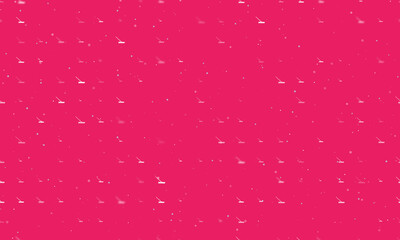 Seamless background pattern of evenly spaced white rake symbols of different sizes and opacity. Vector illustration on pink background with stars