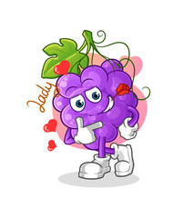 Grape flirting illustration. character vector