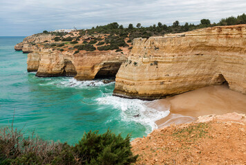 Small beach near Benagil, Algarve, Portugal.