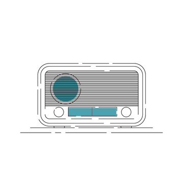 recommend clip art: Vintage radio vector illustration with simple outline design. Good template for entertainment or radio design