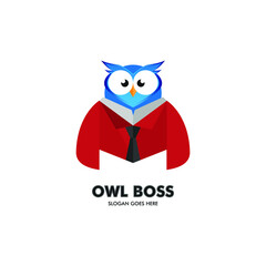 modern owl character logo with unique red suit