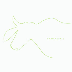 Farm aninal logo drawing on white background, vector illustration