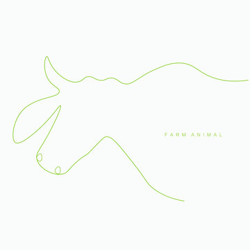Farm aninal logo drawing on white background, vector illustration