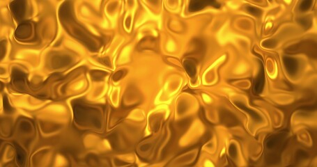 Golden wave liquid background. Glamour satin lava texture 3D rendering 3D illustration