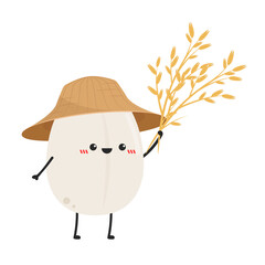 Rice character design. rice vector on white background. rice seed.