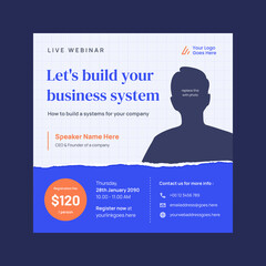 webinar square poster template vector