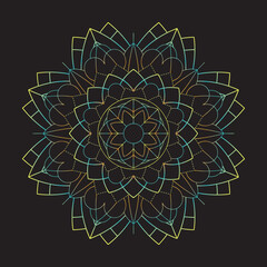 Bright Blossom Mandala with Green, Orange, and Yellow Gradient Colors