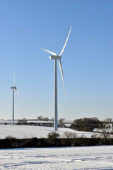 Vesta V90 2mw 125 meter high wind turbines at a wind farm in Milton Keynes borough near Olney and...