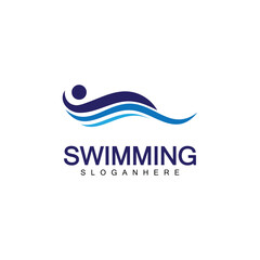 Swimming logo vector illustration design.Swimming Club. Swimmer logo design template