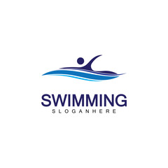 Swimming logo vector illustration design.Swimming Club. Swimmer logo design template