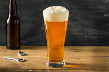 Boozy Golden Beer Ale in a Tall Glass