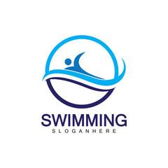 Swimming logo vector illustration design.Swimming Club. Swimmer logo design template