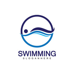 Swimming logo vector illustration design.Swimming Club. Swimmer logo design template