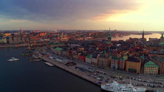 Gamla stan in Stockholm city on an cloudy sunset, Sweden