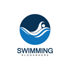 Swimming logo vector illustration design.Swimming Club. Swimmer logo design template