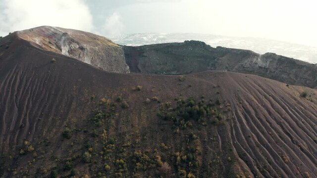 Aerial view over the Vesuvio volcano in Italy.