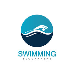 Swimming logo vector illustration design.Swimming Club. Swimmer logo design template
