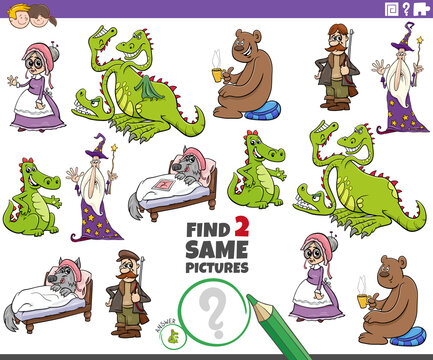 find two same fairy tale characters educational task