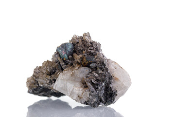 macro mineral stone Chalcopyrite on a white background