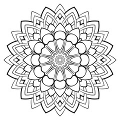 Contour mandala for color book. Monochrome illustration. Symmetr