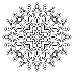 Contour mandala for color book. Monochrome illustration. Symmetr