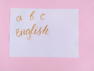 Banner with english lettering on paper for online courses. Education concept