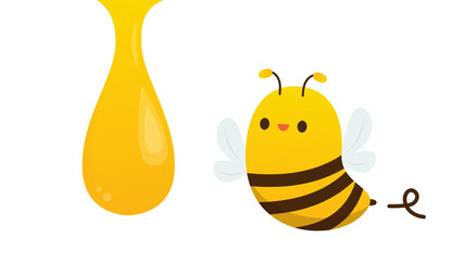 Bee vector. Bee character design. free space for text. blank. copy space.