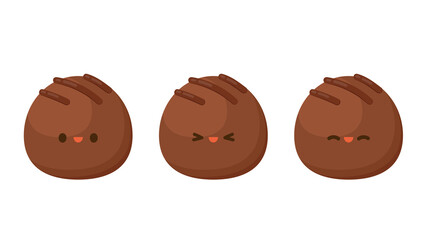 Chocolate vector. Chocolate character design. Chocolate on white background. Chocolate ball.