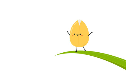 Rice character design. rice vector on white background. rice seed.