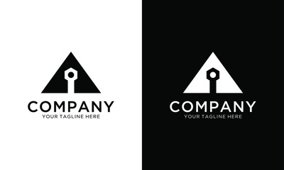 logo design emblem vector triangle with settings icon template