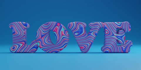 3d rendering. love letter word on pink copy space background.
