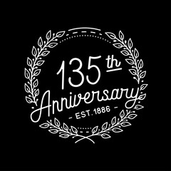 135 years anniversary celebrations design template. 135th logo. Vector and illustrations.