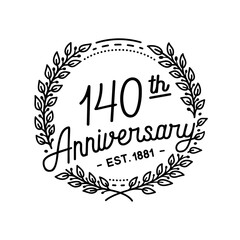 140 years anniversary celebrations design template. 140th logo. Vector and illustrations.